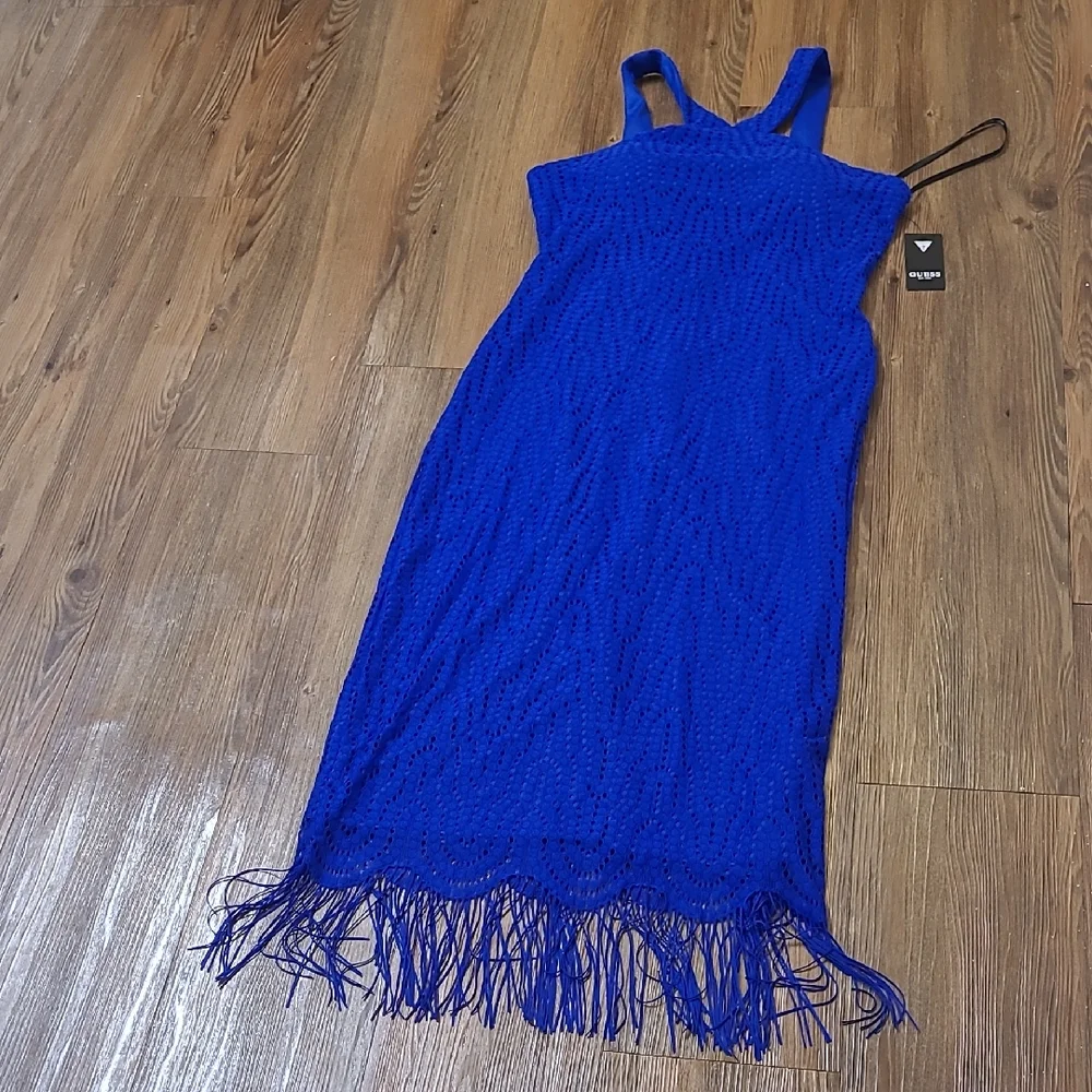 guess Cobalt Lace Midi Dress for women zise 12‎ new .